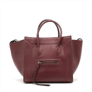 Celine Luggage Phantom Leather Handbag Bordeaux